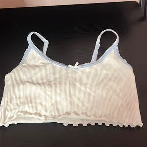 White Ribbed Women's Top